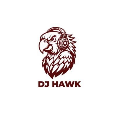 DJ Hawk – Powerful Bird Mascot DJ Logo