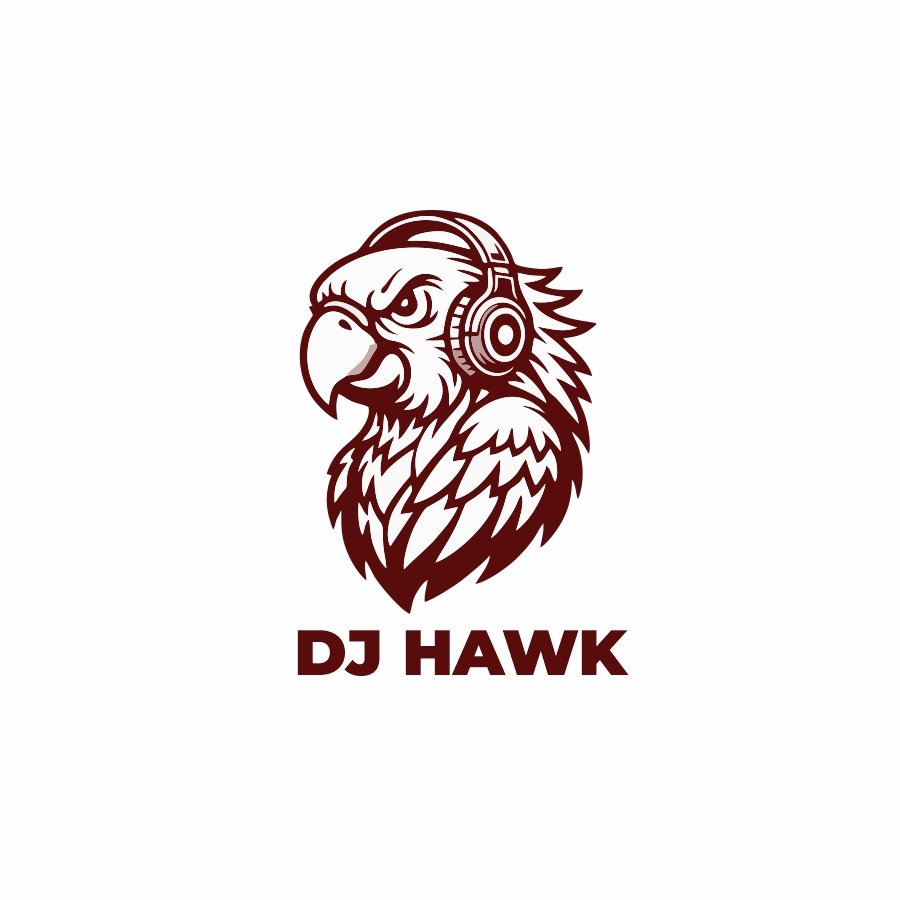DJ Hawk – Powerful Bird Mascot DJ Logo